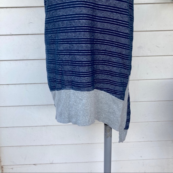 Mododoc T Shirt Dress Striped Soft Navy Blue Gray Cut Out Soft Short sleeve S - Picture 9 of 9